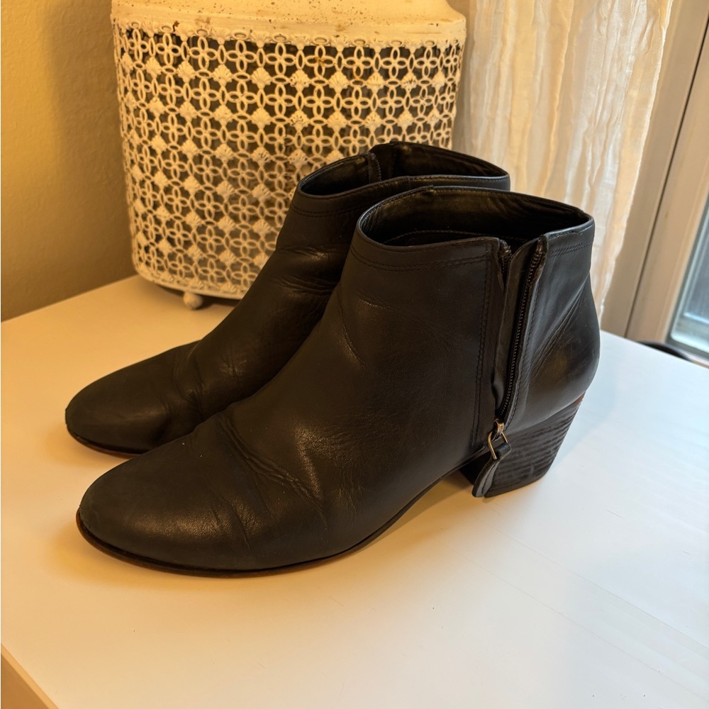Clarks Black Leather Ankle Booties